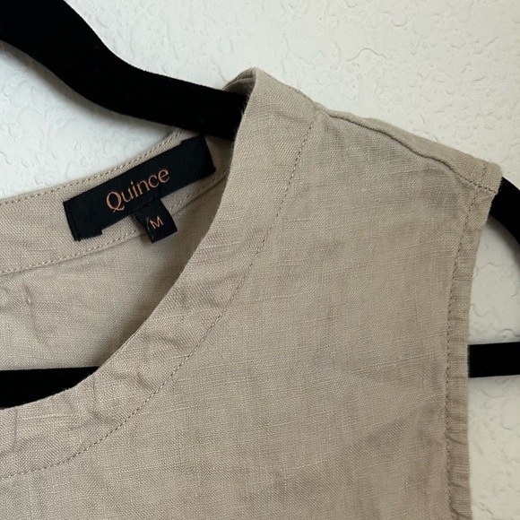 Quince 100% European Linen Sleeveless Tank Top in a light tan Medium - Picture 4 of 7
